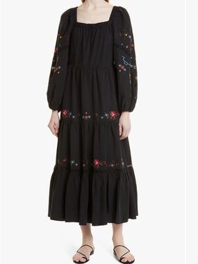 KOBI HALPERIN Emmy Floral Tiered Hem Long Sleeve Dress XL